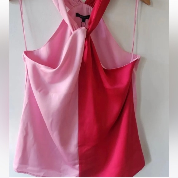 PORTMANS Spliced Pink Red Satin Halter Neck Top Blouse NWT - Picture 7 of 11